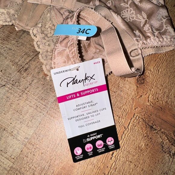 Playtex Secrets Lifts & Supports Full Figure Unlined Underwire Bra 4422
Size 34C - Picture 4 of 7
